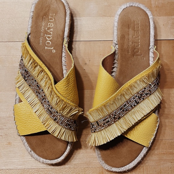 Maypol Fringed Espadrille Slide Sandals - New - Picture 3 of 5